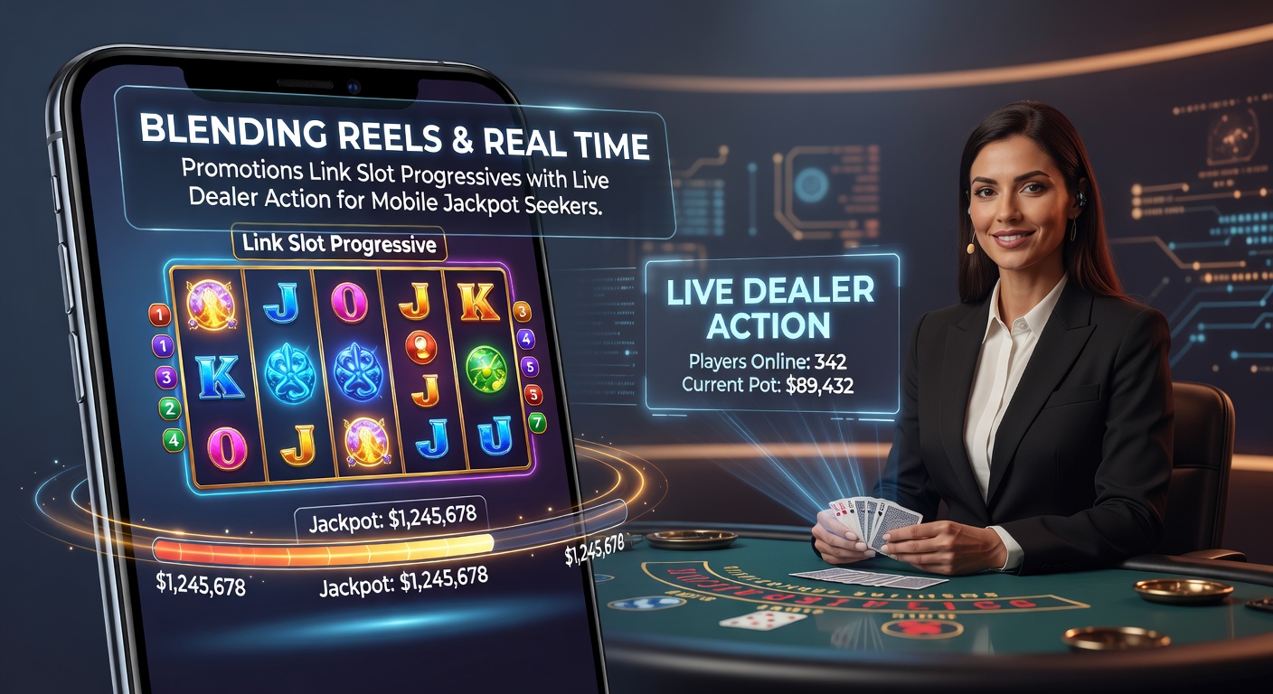Mobile gamer spinning progressive slots while tuning into live dealer action on split-screen display