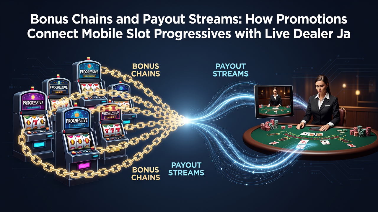 Diagram showing payout streams and promotion connections between mobile slots and live dealer jackpots