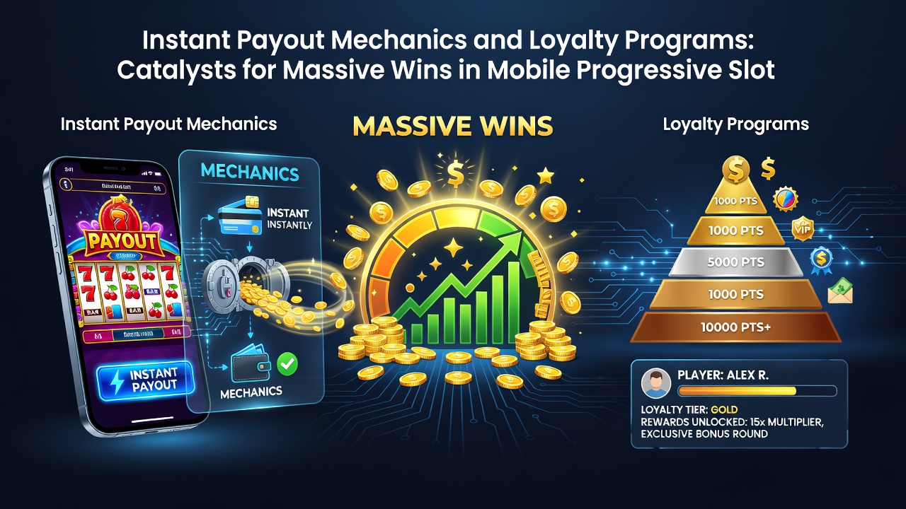 Loyalty dashboard on mobile device displaying accumulated points, tier status, and instant reward redemption options alongside progressive jackpot meters