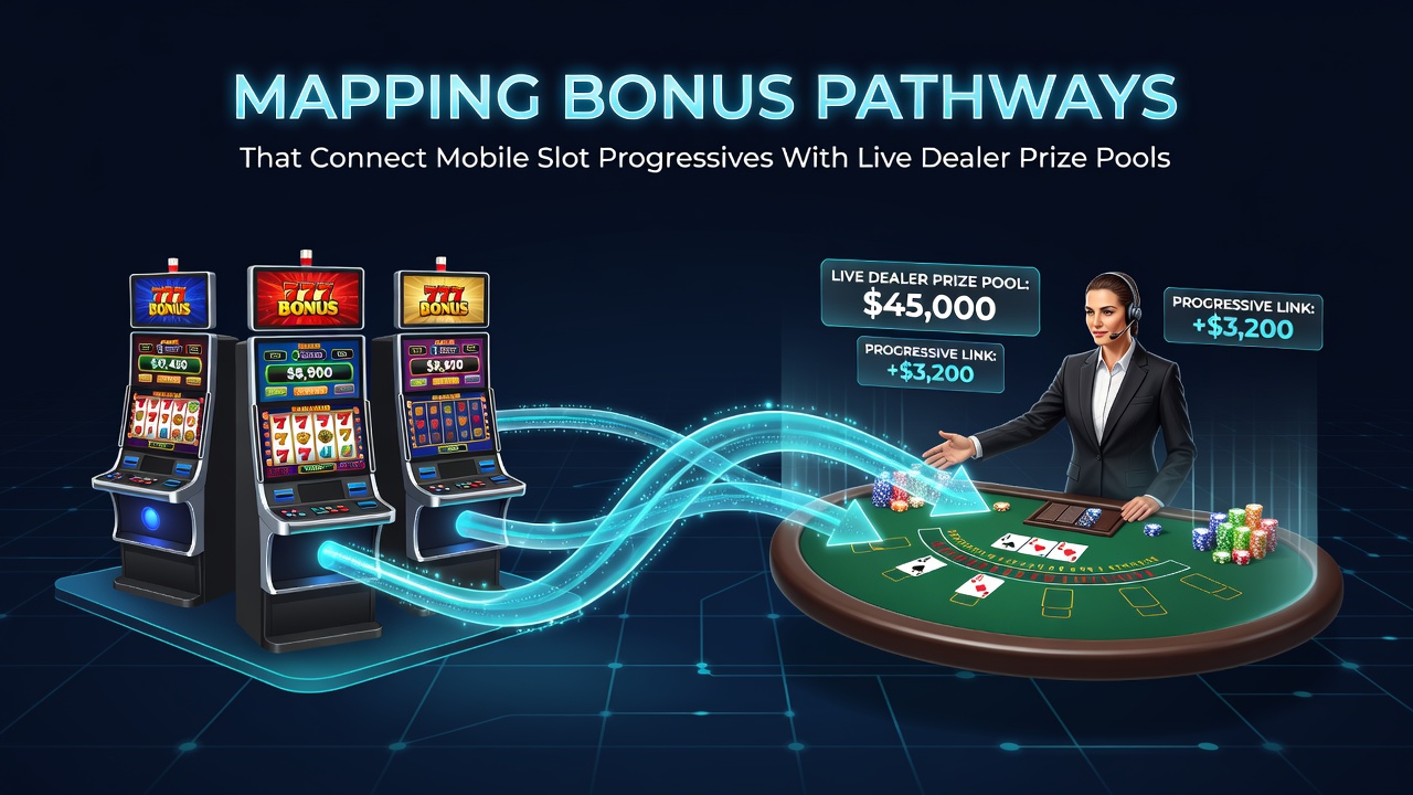 Diagram showing bonus pathway connections between mobile slots and live dealer games