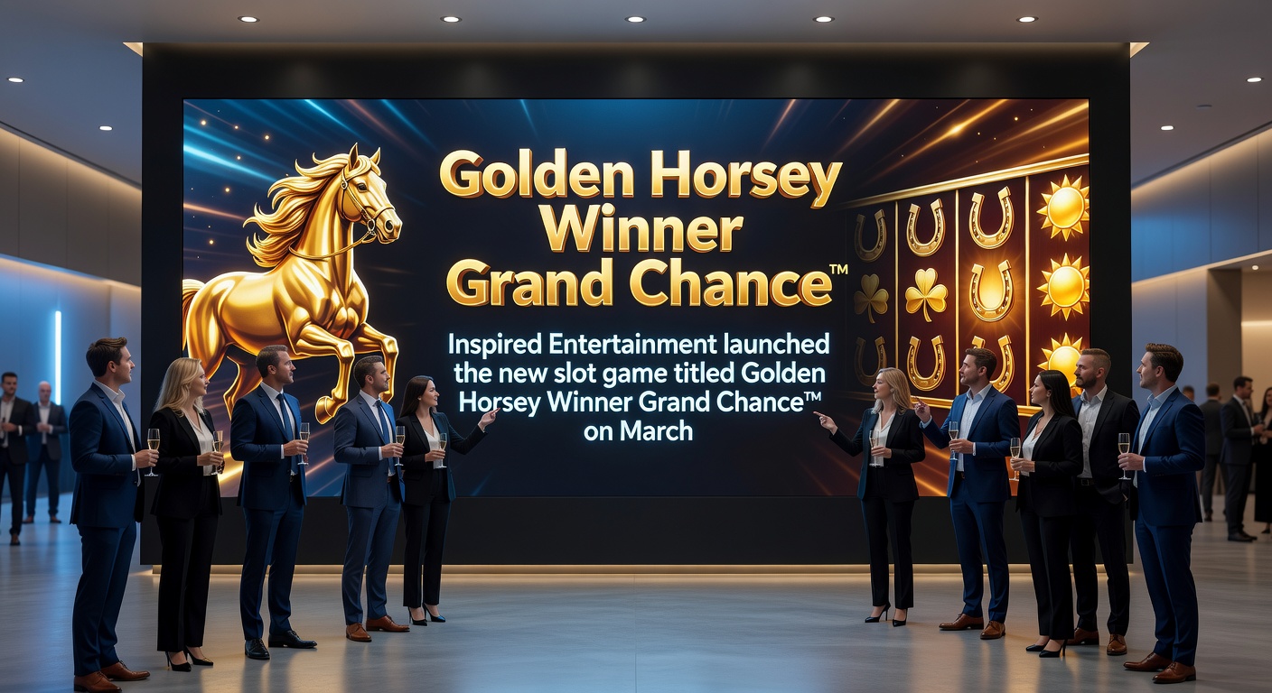Close-up of Golden Horsey Winner Grand Chance™ gameplay screen, highlighting reel symbols, bonus features, and winning lines on a casino machine