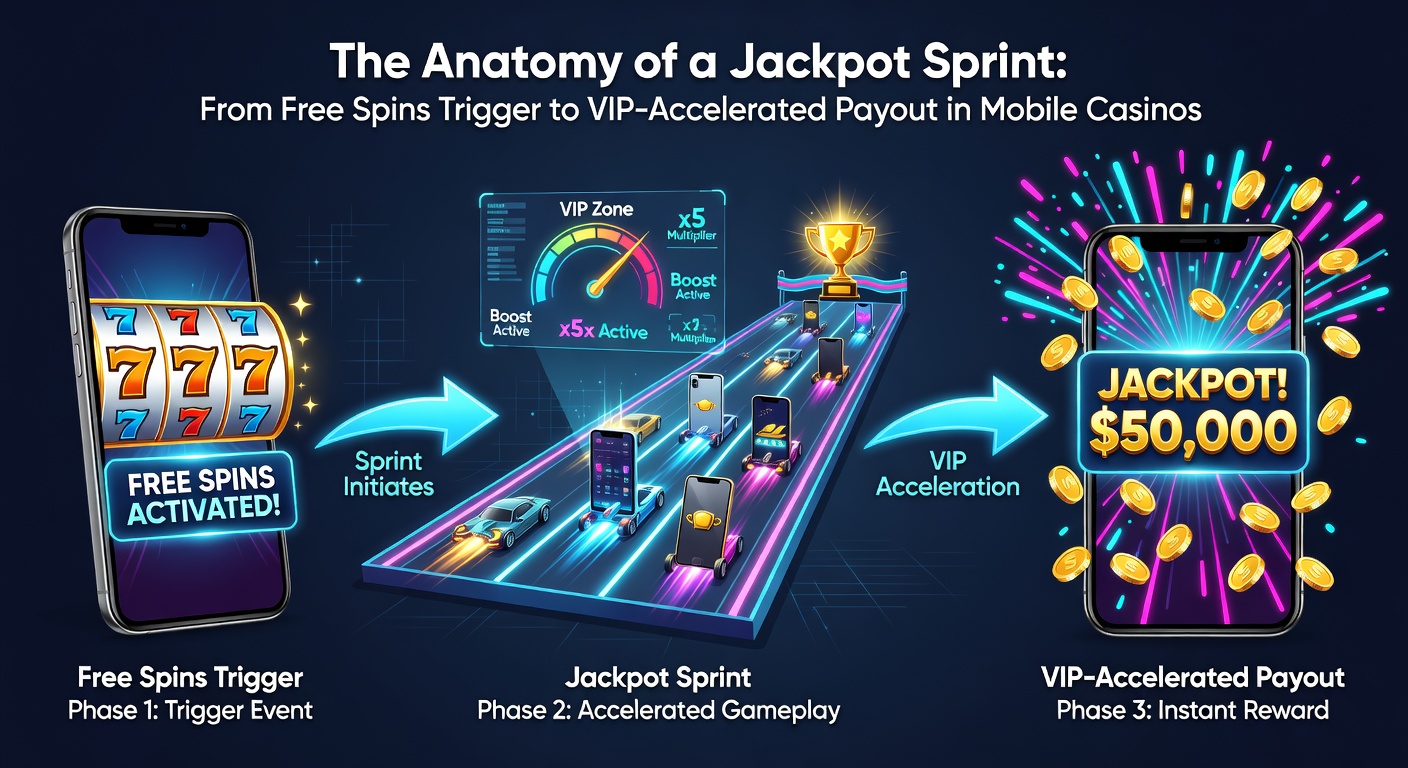 Screenshot of a VIP mobile casino interface displaying accelerated jackpot meter, payout options, and free spins retrigger with glowing elite badges