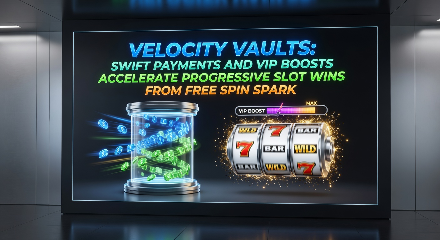 Close-up of a digital slot interface showing free spins triggering a glowing vault icon, with VIP badges and rapid payout notifications flashing on screen